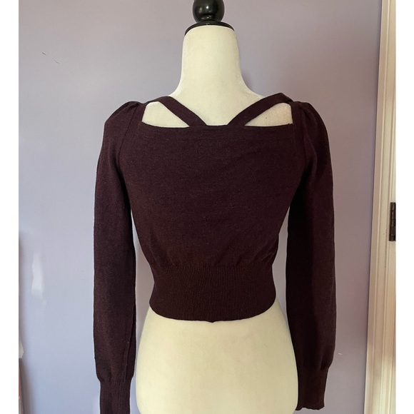 Anthropologie Moth Purple Cropped Sweater - Picture 5 of 5